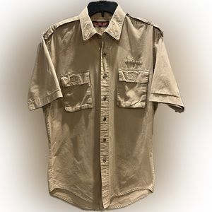 Free Spirit by b.o.g Sports Khaki Shirt Button Down Fishing Safari Hunting Shirt